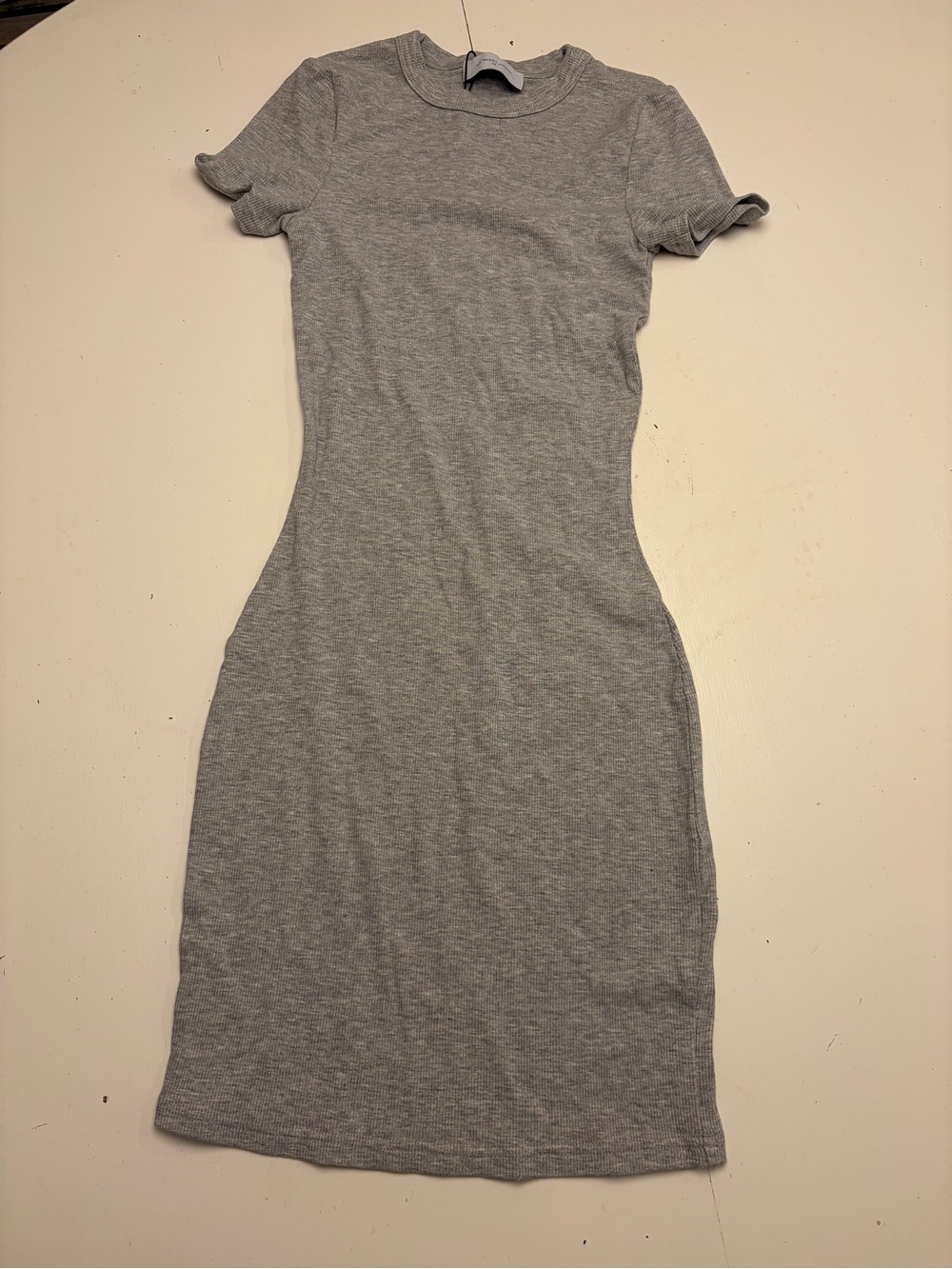 Slim Fit Grey Midi Ribbed Dress